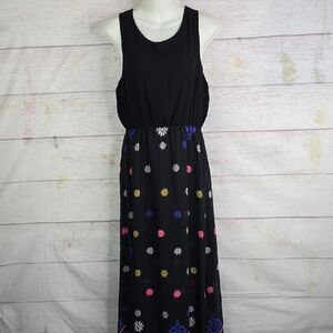 Love Tree Black Floral Sleeveless Maxi Dress Size Large
